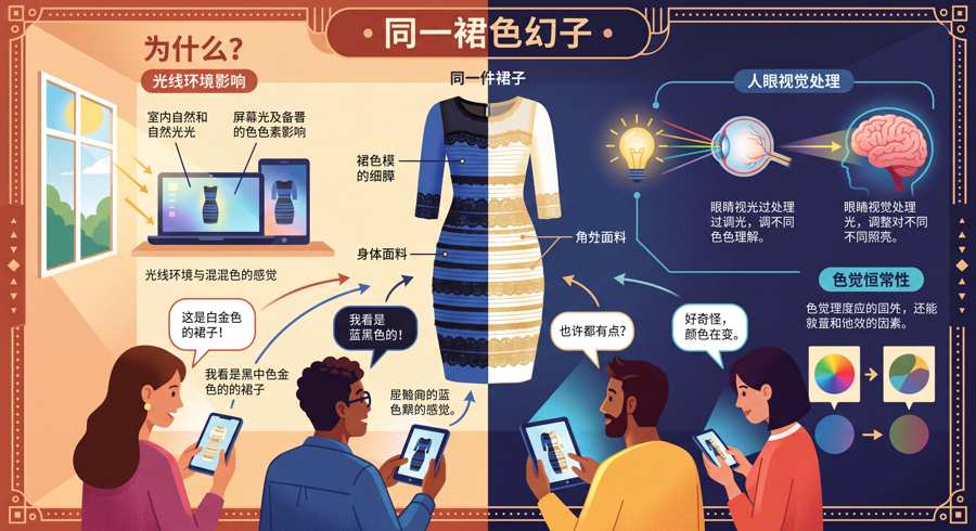 同一颜色引发不同判断的视觉错觉场景