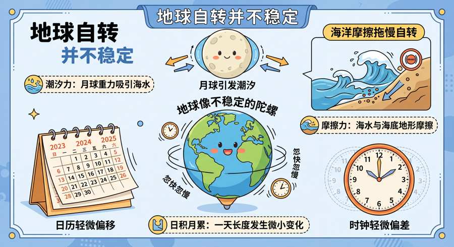 配图3:地球自转受潮汐与环境影响并不恒定