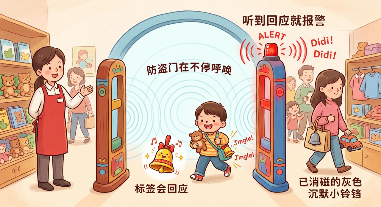 防盗门喊话、标签回应的比喻示意图