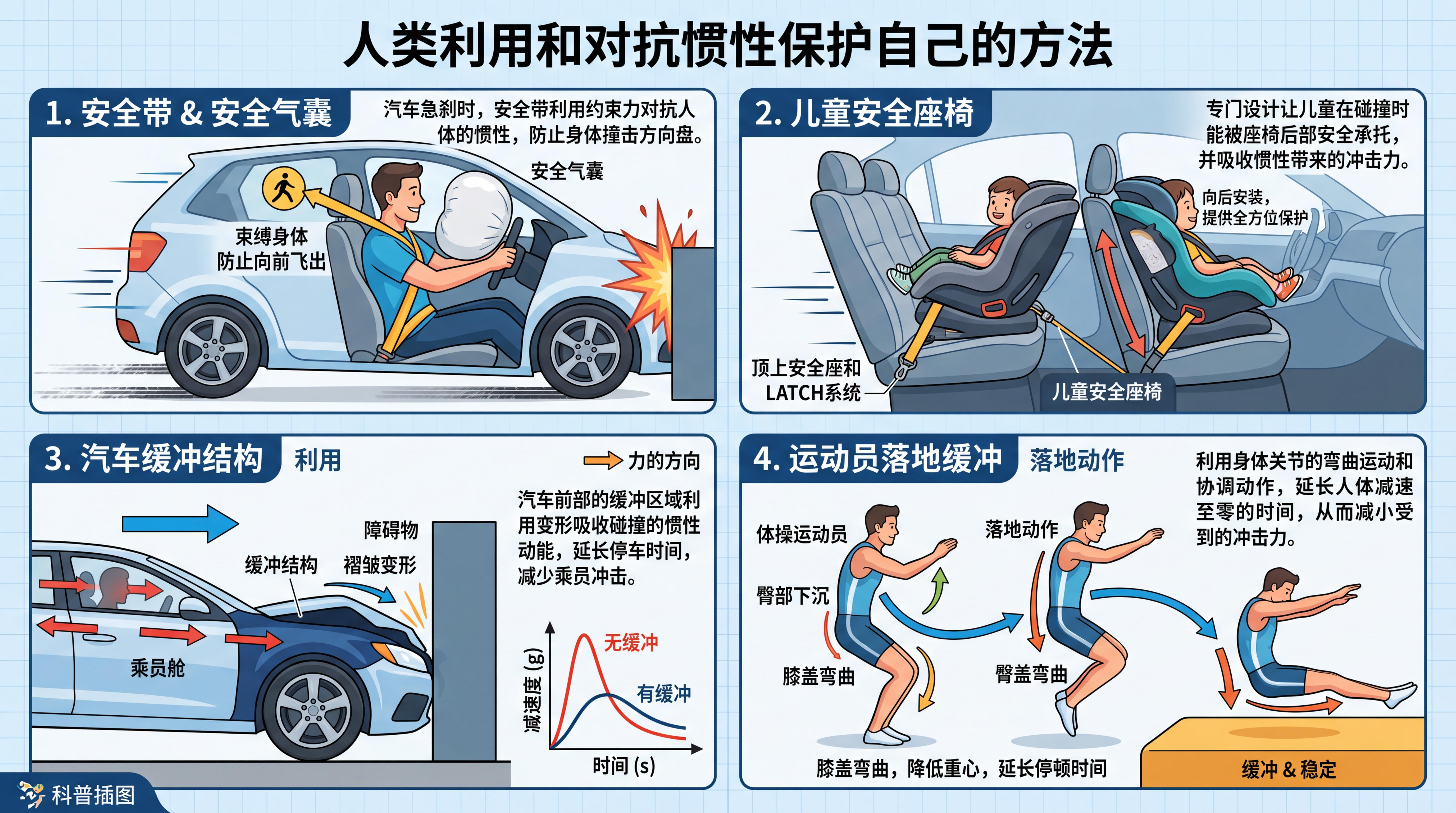 安全带、缓冲结构与运动中的惯性应用