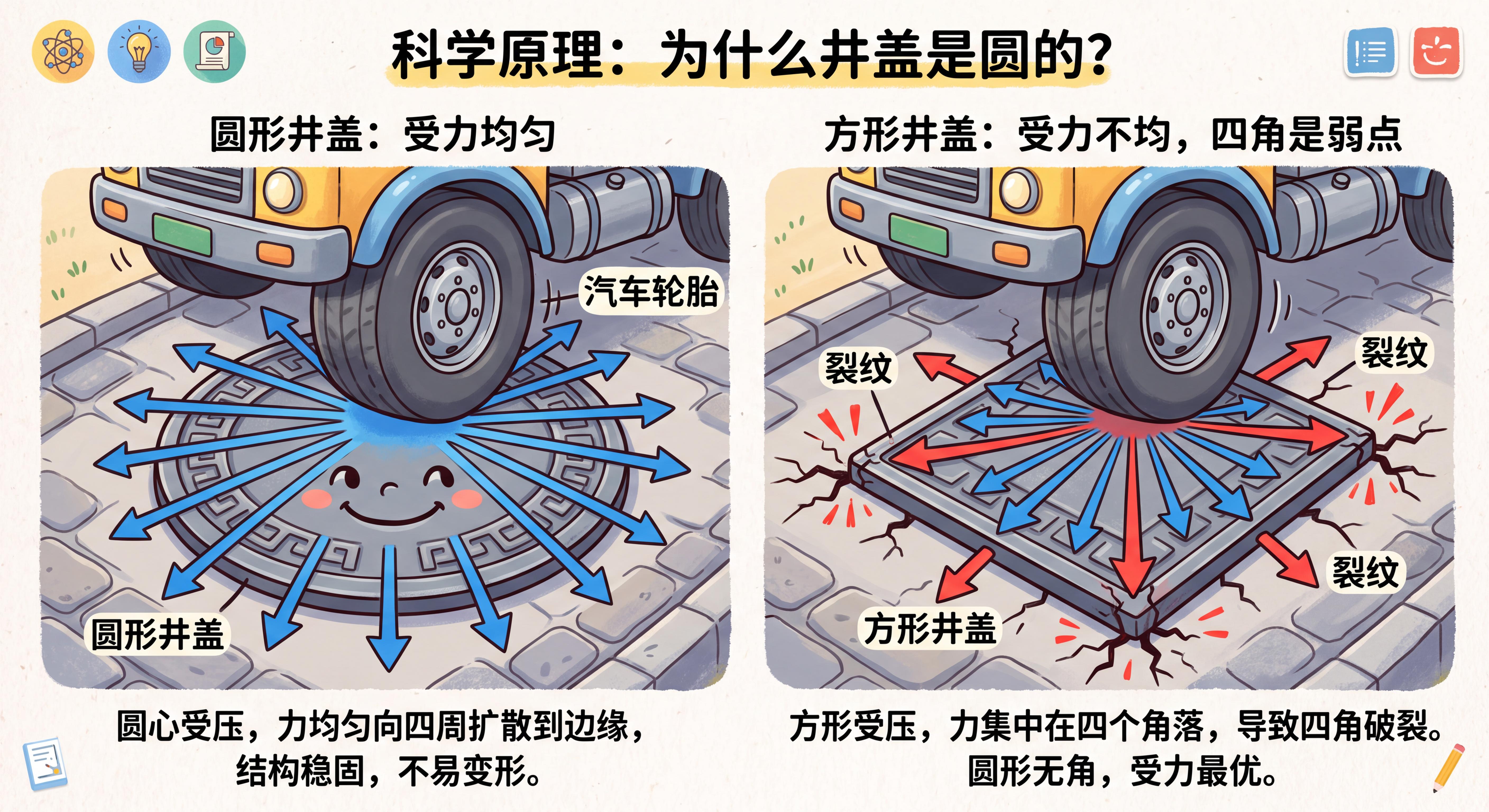 圆形受力均匀的物理原理示意